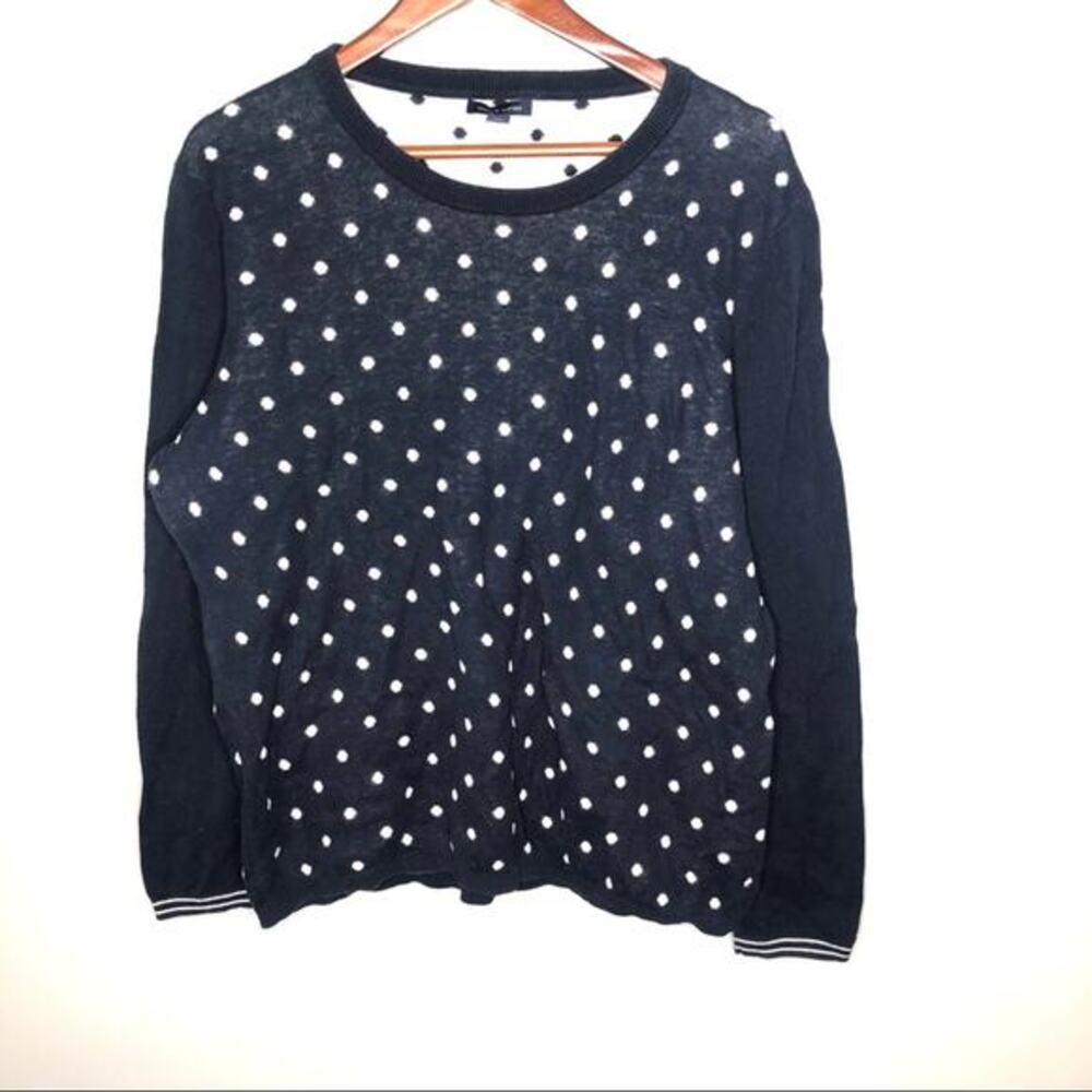 Tommy Hilfiger Navy polka dot sweater 100% cotton long sleeve cute plus size XXL